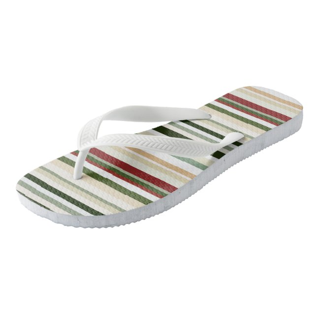 Olive, green and red Stripes Thongs (Angled)