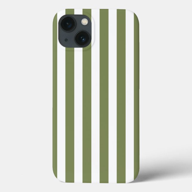 Olive green and white candy stripes Case-Mate iPho Case-Mate iPhone Case (Back)
