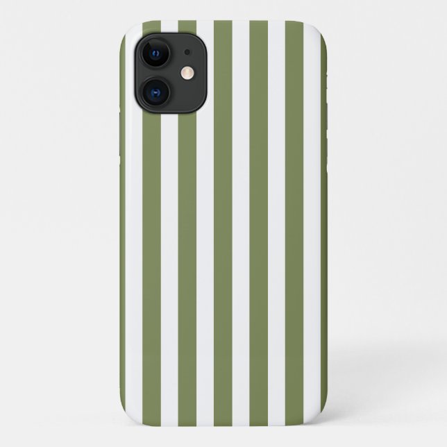 Olive green and white candy stripes Case-Mate iPhone case (Back)