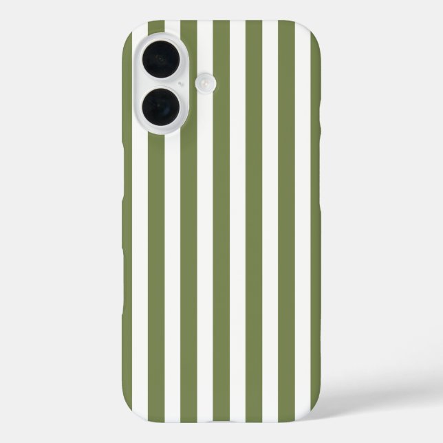 Olive green and white candy stripes Case-Mate iPhone case (Back)