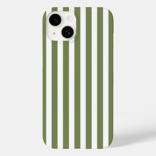 Olive green and white candy stripes Case-Mate iPhone 14 case