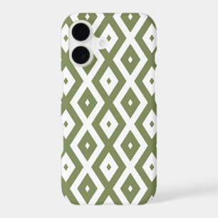 Olive green and white diamond pattern