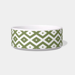 Olive green and white diamond pattern bowl