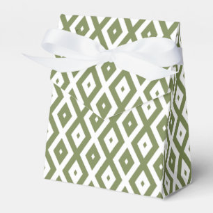 Olive green and white diamond pattern favour box