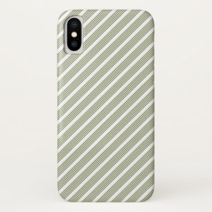 Olive green and white five stripe pattern iPhone x case