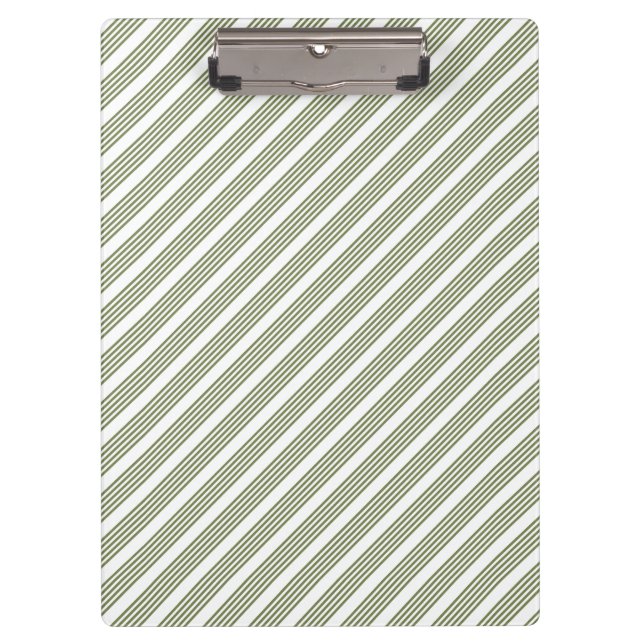 Olive green and white five stripe pattern clipboard (Front)