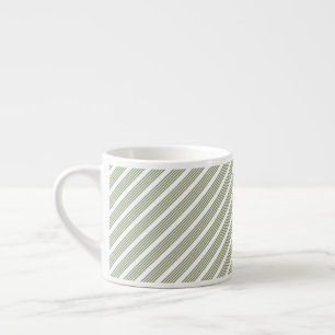 Olive green and white five stripe pattern espresso cup