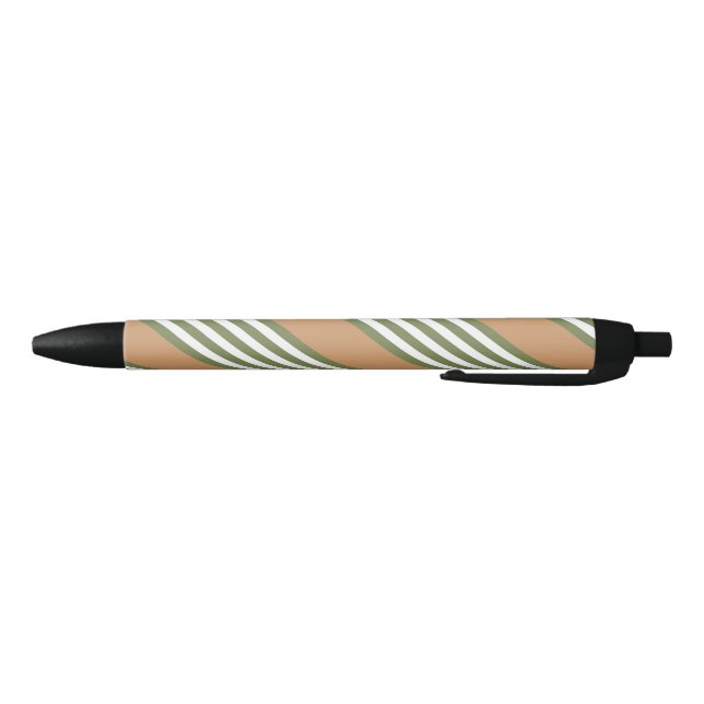 Olive green and white five stripe pattern with tan black ink pen (Bottom)