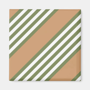 Olive green and white five stripe pattern with tan magnet