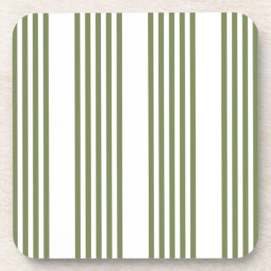 Olive green and white five stripes pattern coaster