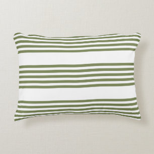 Olive green and white five stripes pattern decorative cushion