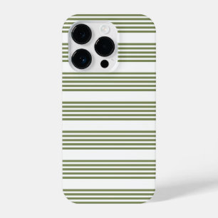 Olive green and white five stripes pattern iPhone 14 pro case
