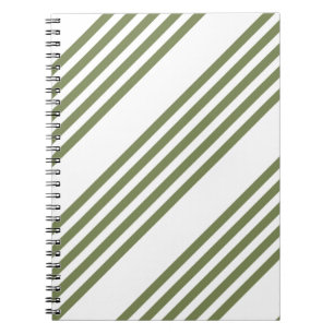 Olive green and white five stripes pattern notebook