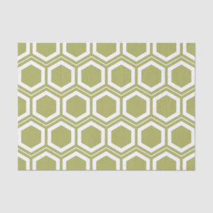 Olive Green and White Honeycomb Pattern Tissue Paper