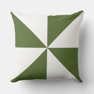 Olive Green and White Pinwheel Cushion