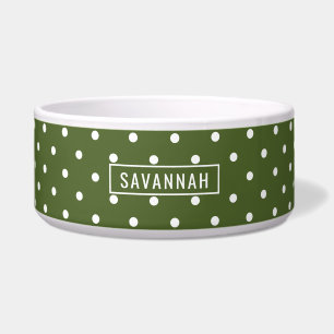 Olive Green And White Polka Dots With Name