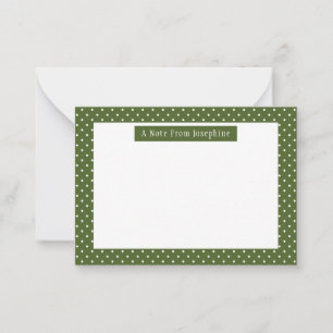 Olive Green And White Polka Dots With Text Card