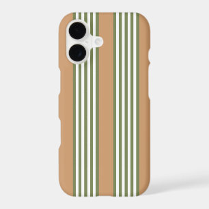 Olive green and white stripes pattern with tan