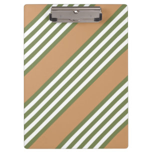 Olive green and white stripes pattern with tan clipboard