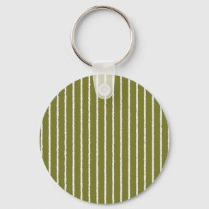 Olive Green and White Stripes with Uneven Lines Key Ring