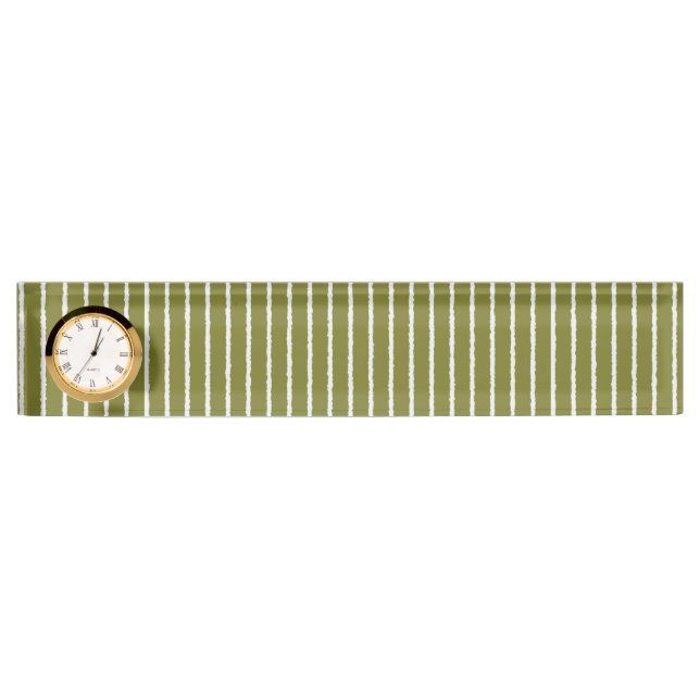 Olive Green and White Stripes with Uneven Lines Nameplate (Front)