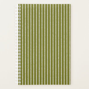 Olive Green and White Stripes with Uneven Lines Planner