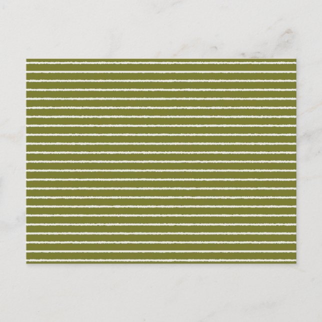 Olive Green and White Stripes with Uneven Lines Postcard (Front)