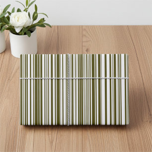Olive Green and Yellow Barcode Stripes Giftwrap Wrapping Paper Sheet