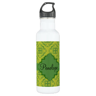 Olive Green Arabesque Moroccan Graphic Pattern 710 Ml Water Bottle