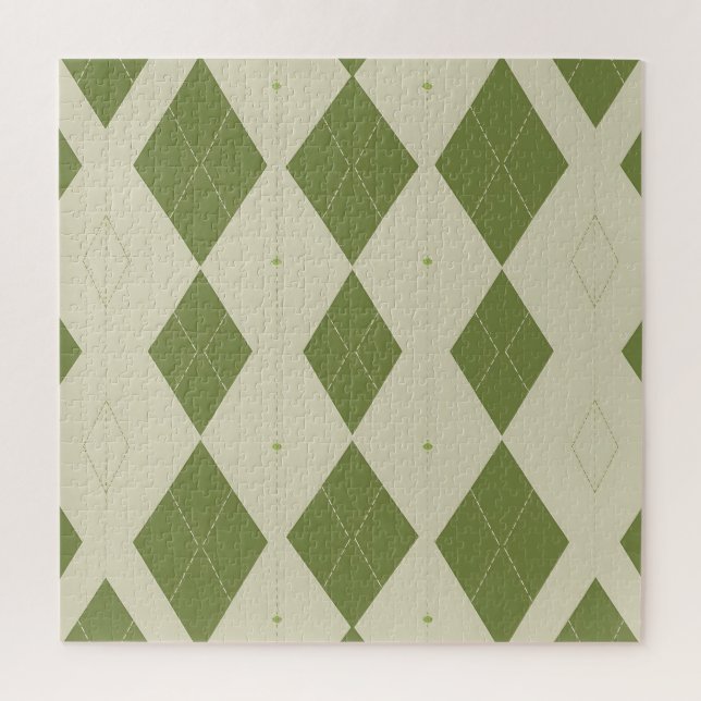 Olive Green Argyle Diamond Pattern Jigsaw Puzzle (Vertical)