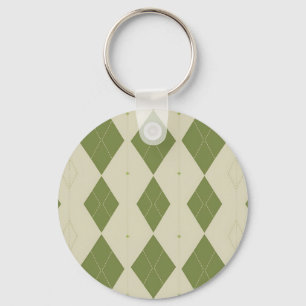 Olive Green Argyle Diamond Pattern Key Ring