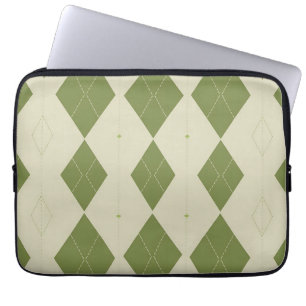 Olive Green Argyle Diamond Pattern Laptop Sleeve