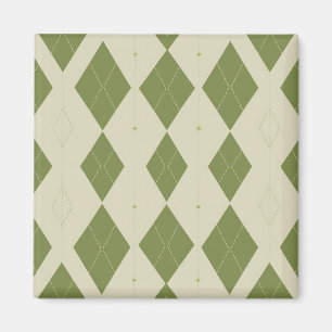 Olive Green Argyle Diamond Pattern Magnet