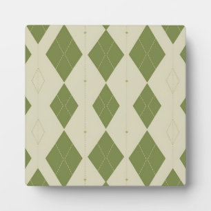 Olive Green Argyle Diamond Pattern Plaque