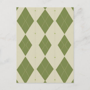 Olive Green Argyle Diamond Pattern Postcard
