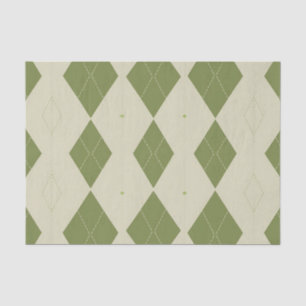 Olive Green Argyle Diamond Pattern Tissue Paper