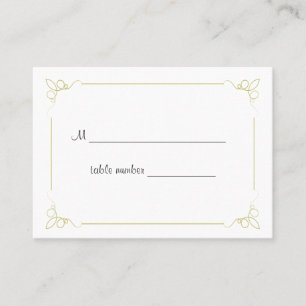 Olive Green Art Deco Wedding Table Place Card