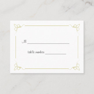 Olive Green Art Deco Wedding Table Place Card