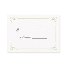 Olive Green Art Deco Wedding Table Place Card