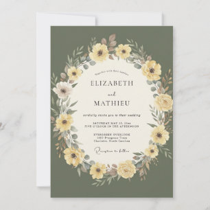 Olive Green Artistic Nature Wedding Invitation