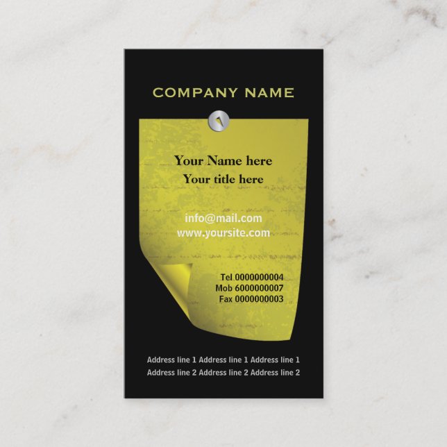 Olive green attached note custom business card (Front)
