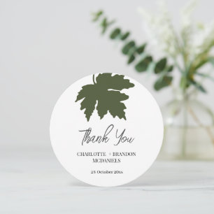 Olive Green Autumn Maple Leaf Wedding Thank You