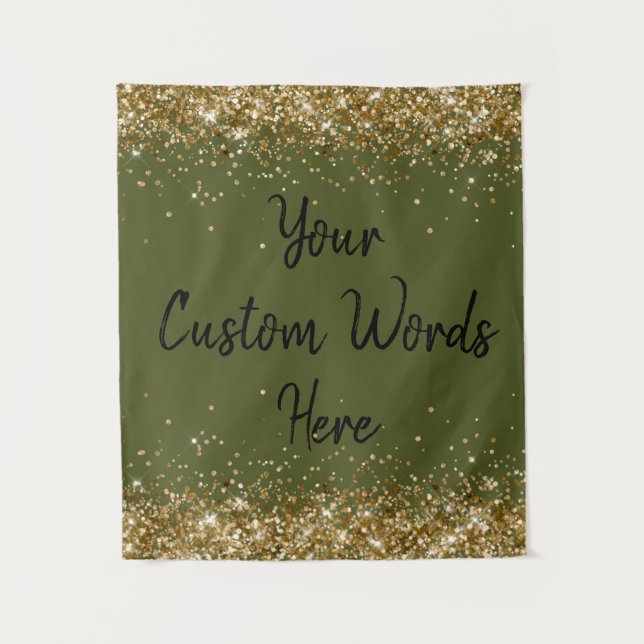 Olive Green Backdrop Birthday Party Photo Booth Tapestry (Front)