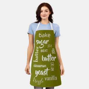 Olive Green Baking Words Apron