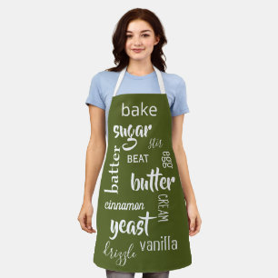 Olive Green Baking Words Apron