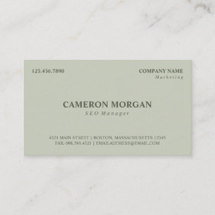 Olive Green Basic Professional Business Card