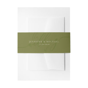 Olive Green Basic Suite Wedding Invitation Belly Band