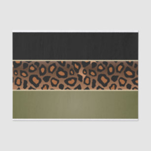 Olive Green, Black and Leopard Print Tissue Paper