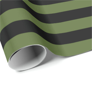 Olive Green/Black Stripe Wrapping Paper