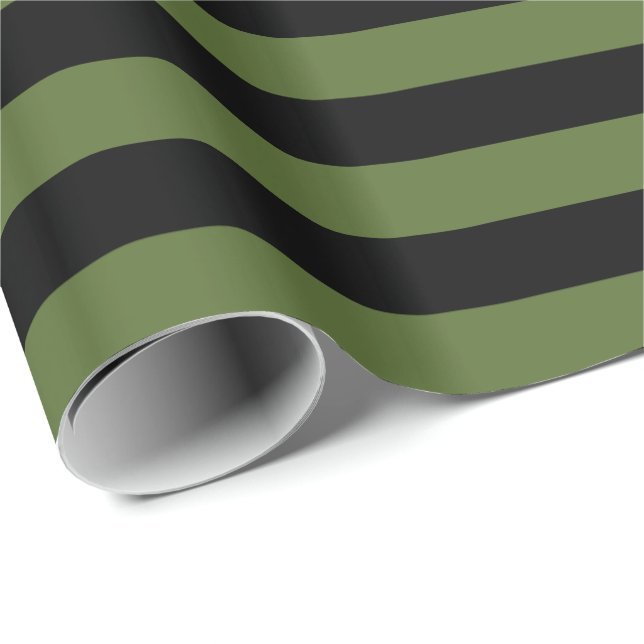 Olive Green/Black Stripe Wrapping Paper (Roll Corner)